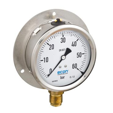 ECON® Bourdon Tube Pressure Gauge Fig. 3661 Bottom Connection Brass ...